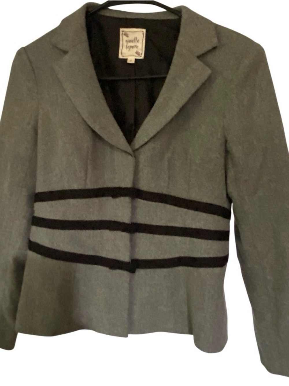 Nanette Lepore Gray Blazer with Black Stripe Accents